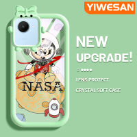 YIWESAN เคสสำหรับ Realme C30 C30s Narzo 50i Prime Case การ์ตูน Nasa Mickey Astronaut ความคิดสร้างสรรค์ปิศาจน้อยเคสโทรศัพท์โปร่งใสป้องกันเลนส์กล้องกล่องกันกระแทกซิลิโคนอ่อนชัดเจน