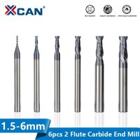 【HOT】 MULTI DEAL XCAN Router Bit 6Pcs 1.5-6Mm C Milling Cutter Set 2 Flute Flat Milling Bit HRC45 Tunsten Carbide End Mill