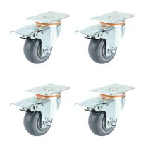 Casters, 4 Medium and Light Duty Wheels with Brakes, Noiseless TPR Casters with Locking, for Furniture/Workbench