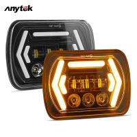 ANYTEK ไฟหน้ารถมอเตอร์ไซค์แบบ Led รถยนต์ทรงสี่เหลี่ยมขนาด7นิ้วจำนวน1ชิ้น/2ชิ้นชิ้นส่วนโคมไฟรวมสัญญาณเลี้ยวไฟนำทางติดศีรษะสูง6000K/3000K