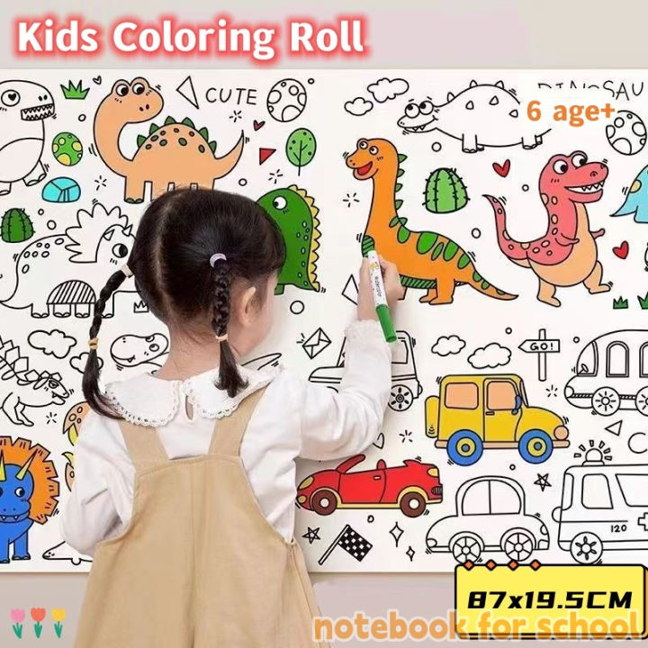 DINOSAUR CHILDREN'S DRAWING Roll of Paper for Kids ColoRings Roll