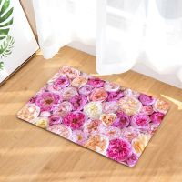 Flower Pattern Printed Anti-slip Mat Kitchen Entrance Door Mat 40*60cm flannel Carpet Rubber Indoor Floor Mats Bathroom Rug