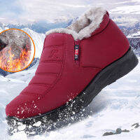 Snow Boots ผู้หญิงฤดูหนาวรองเท้ากันน้ำผู้หญิงข้อเท้า Booties Solid Warm Fur กลางแจ้งสบาย Footwears 36-44