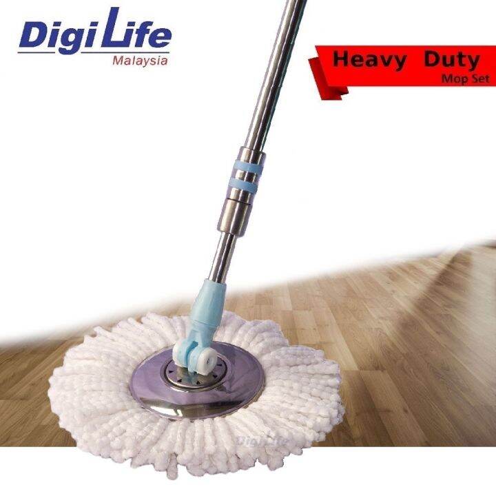DIGILIFE Heavy Duty Microfiber Stainless Steel Easy Spin Mop Spinner