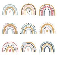 New Multi Rainbow Wall Stickers for Baby Bedroom Home Dining Room Door Decals Decor Art PVC Self-adhesive Poster Removable Mural Wall Stickers  Decals