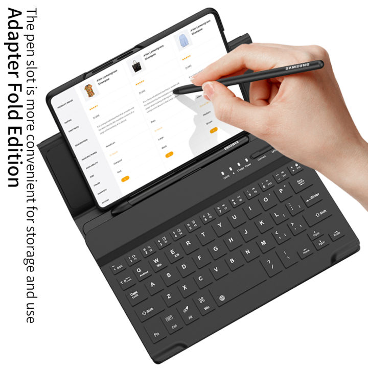 พร้อม-stylus-magnetic-stand-holster-คีย์บอร์ดไร้สาย-bluetooth-connected-keyboard-สำหรับ-samsung-galaxy-z-fold-3-4-5g-ไม่มีเคสศัพท์