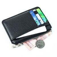 Dompet Koin ซิปขนาดเล็กที่ใส่บัตรผู้ชายกระเป๋าสตางค์หนัง PU ของผู้ชายกระเป๋าใส่บัตรดีไซน์เรียบง่ายแบรนด์หรูดีไซน์เนอร์ขนาดเล็ก