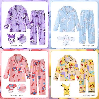 New Kawaii Sanrioed Cinnamoroll Pajamas Cute Anime Kuromi Melody Kids Sleepwear Boys Girls Homewear Clothes Childrens Nightwear