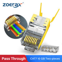 ZoeRax RJ45 Cat8 Cat7 &amp; Cat6A ผ่านตัวเชื่อมต่อ8P8C 50UM Gold Plated Shielded FTP/STP | RJ45เครือข่าย Modular Plug-1.5มม.พิเศษ1%