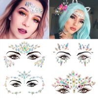 hot！【DT】✱✣卐  Temporary Tattoos Face Fake Stickers Glitter Rhinestones Woman Kids Jewels Eyes Sticker Makeup