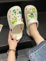 ✙❡℗ Hole shoes womens outer wear 2023 summer new net red cute soft bottom non-slip indoor home Baotou half slippers