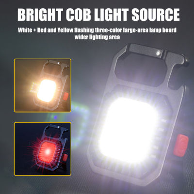 Flashlight ไฟ LED ไฟฉายกระเป๋าคลิปแสงทำงาน Outdoor ตั้งแคมป์ตกปลาปีนเขาโคมไฟซัง LED 800 Lumens 10W แสงที่มีพวงกุญแจที่เปิดขวด-ประเภท