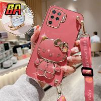 OPPO A57 4G A73 2020 A93 4G A55 F11โปร F9 A94 4G Reno 5F แฟชั่นการ์ตูนน่ารักกระต่ายเคสโทรศัพท์ปิดขอบตรงพร้อมที่ยึดขาตั้งมีสายคล้องนุ่มกันกระแทกฝาครอบหลัง