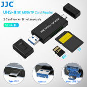 Đầu đọc thẻ nhớ JJC UHS-II SD micro SD, cổng kết nối 3 trong 1 USB 3.1 USB