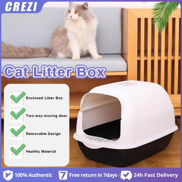Cat Litter Box，Kitten Litter Box with Scoop Large Size Full Semi