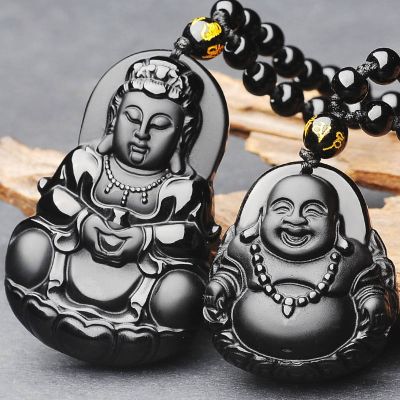 【CW】 Drop ShippingBlackGuanYin Buddha Pendant Necklace Maitreya NecklaceJewelryWomen Men