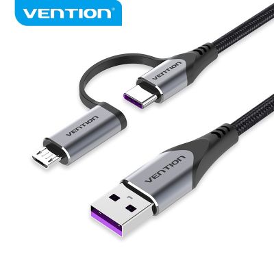 Vention Kabel Data Type C 2 in 1 Kabel Charger Fast Charging Micro B USB C 5A 3A High Speed 480Mbps Data Sync Cable
