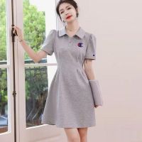 ❧❍ Japanese version championˉ authentic polo shirt dress womens summer plus size waist slimming A-line short-sleeved skirt mid-length