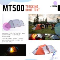 FORCLAZ เต็นท์อุโมงค์ สำหรับ 4 คนเพื่อการเทรคกิ้ง 3 ฤดูรุ่น Trek 500 ( Trekking dome tent - 4-person - MT500 ) CAMPING TENTS เต็นท์ แคมป์ปิ้ง ตั้งแคมป์ เต็นท์ตั้งแคมป์