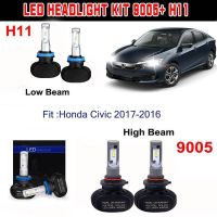 4Pcs H11 9005ชุดไฟหน้า LED หลอดไฟสำหรับ Honda Civic 2017-2016 High Beam