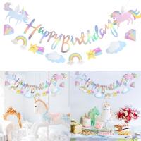 Unicorn Party Supplies Paper Happy Birthday Banner Butting Unicorn Theme Party Decorations Baby Shower Banner Wedding Garland Banners Streamers Confet