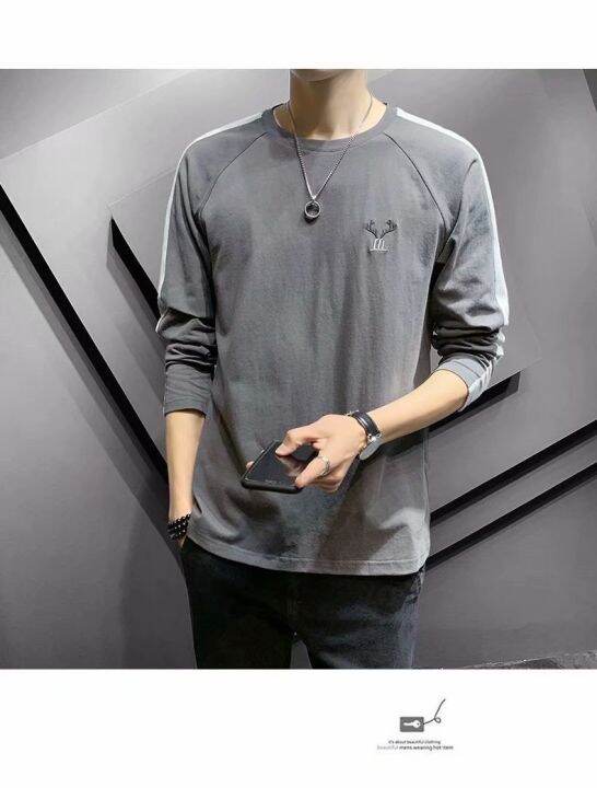 okamoto-ใหม่แขนยาวเสื้อยืดผู้ชายฤดูใบไม้ร่วงเสื้อยืดนักเรียนป่าฤดูใบไม้ผลิและฤดูใบไม้ร่วงเสื้อยืดเสื้อ-bottoming-เสื้อผู้ชายเสื้อเชิ้ตแขนยาวหลวม-เสื้อแขนยาวชาย90-เสื้อแขนยาวฮิต