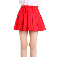 Red White Kids Baby Girls Pleated Skirt 2019 Summer Autumn Big Girls Cotton Skirt School Children Clothes Age 4 6 8 10 12 14 Y