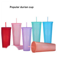 Durian summer Foreign trade plastic double layer coffee cup J300 straw mug with gift logo 710 pollution/24 oz