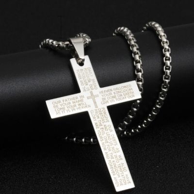 JDY6H Hot Fashion Stainless Steel Pendant Christian Bible Prayer Cross Pendant Men Necklace Charming Gifts Jewelry