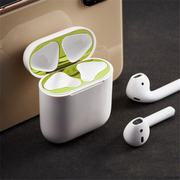 เศษเคลือบบางๆตัวกันฝุ่นถุงคลุมป้องกันโลหะพิเศษ1ชิ้นสติกเกอร์-airpods-ฟิล์มอุปกรณ์หูฟังผิว