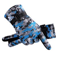 2022 NEW Autumn Winter Camo Two Cotton Cotton Ski Warm Wool Thick Gloves Wind Resistance Fashion Cycling Gloves