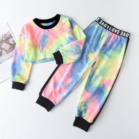 Menoea Toddler Baby Kids Boy Girls Clothing Suits Children Autumn Clothes Sports Sets Tie Dye Short Weatersuits+Pants 2Pcs Sets