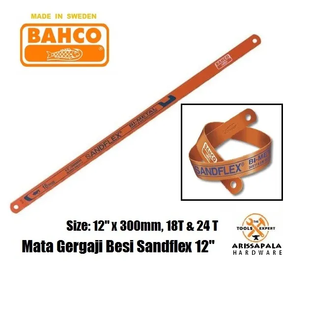 Mata Gergaji Besi Hacksaw Blade 300 Mm 24T BAHCO ORIGINAL | Lazada ...