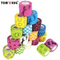 【LZ】 1 Pcs Printed Sports Knee Protector 4.8m Medical Therapy Elastic Bandage Colorful Self Adhesive Wrap Tape for Finger Joint Pet