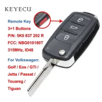 Keyecu กุญแจรีโมต31ปุ่ม Id48 315Mhz สำหรับ Volkswagen Vw Golf Eos Gti Jetta ชุดกล้องถอยหลังติดรถยนต์พร้อมจอ Tiguan Cc 5k0837202r Nbg010180t