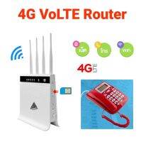 4G VoLTE Wireless Router เราเตอร์ใส่ชิม โทรเข้า-รับสาย-อินเตอร์เน็ต ,4 Antenna RJ11 Indoor Voice VoLTE 2.4G Wireless Home