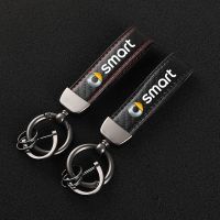 Carbon fiber Leather Car KeyChain Custom sports line Key Rings gift For smart fortwo forfour 453 451 450 smart logo Car styling