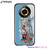 สำหรับ Realme 11 5G Realme Narzo 60 5G กันกระแทกน่ารักการ์ตูน SpongeBob SquarePants ขอบนุ่มเคสมันวาวกระจกเทมเปอร์ปลอกฝาหลัง