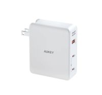 AUKEY PA-B7O Omnia II Mix 140W 3 Port GaN PD 3.1 Travel Charger with Interchangeable EU US UK Plugs White CEP-001220