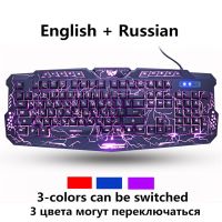 Gaming Membrane keyboard Crack 3-Color Breathing Backlit USB Wired RU/US Game Keyboard Colorful Waterproof For PC Laptop