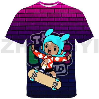 Toca Life World 3D T Shirts Anime Clothes Plus Couple Clothes หลวมแขนสั้น Harajuku Toca Boca Graphic T Shirts Kpop Tops