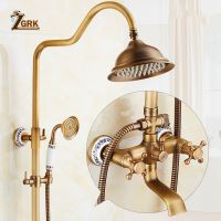 【LZ】✓☑❆  ZGRK-Antique Rain Shower Faucets Set com Mão Misturador De Chuveiro De Latão Montado Na Parede para Banheiro Chuveiro De Chuva De Banho