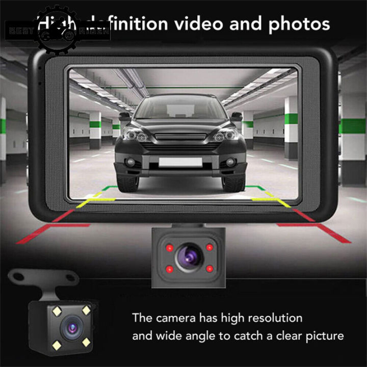 กล้องติดรถยนต์3ช่องกล้องหน้ารถยนต์ด้านหลัง1080p-ติดแผงหน้าปัดมุมกว้างความละเอียดสูงเต็มรูปแบบไนท์วิชั่น-ir