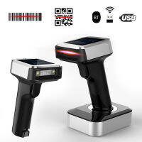 เครื่องสแกนบาร์โค้ด2D 1D QR พร้อมหน้าจอแท่นชาร์จ3 In 1 BT &amp; 2.4GHz แบบไม่ต่อสายและการเชื่อมต่อแบบใช้สายหน้าจอ LCD สี In-Ch TFT เข้ากันได้กับ Windows หุ่นยนต์ Linux Mac สำหรับห้องสมุดซูเปอร์มาร์เก็ตค้าปลีก