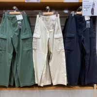 นำเข้าของแท้ใหม่ UNIQLO ชุดเดรสใส่ในบ้านสำหรับฤดูใบไม้ร่วงชุดเดรสขากว้างทรงตรงความสูงกางเกงขายาวใส่เล่น Y461643กางเกงขาบานกว้าง