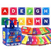 Soft Baby Alphabet Cards 26 Letters Learning Flash Cards with Cloth Bag Early Educational Toy Gifts for Kids Toddlers Infants Flash Cards