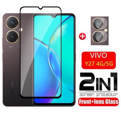 2in ฟิล์มกระจกเลนส์กล้องป้องกันการระเบิด VIVO Y27ปกป้องหน้าจอสำหรับ1กระจกเทมเปอร์4G สำหรับ VIVOY27 5G 2023ฟิล์มป้องกัน