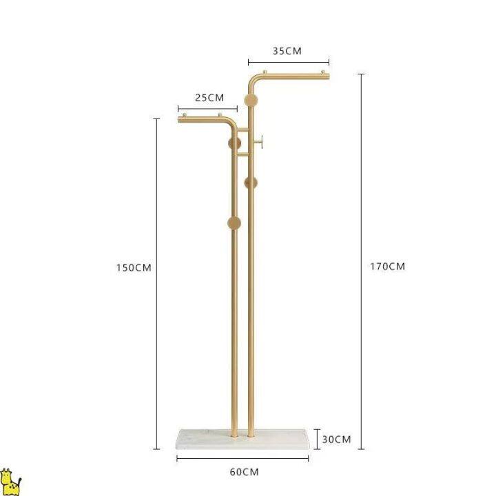 ราวเหล็กสีทอง-ฐานรองหินอ่อน-ราวแขวนเสื้อผ้าสามารถตั้งโชว์-ปรับได้