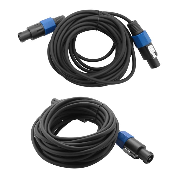 2 Pack 25 Ft Male Speakon to Speakon Cables, Professional 12 Gauge AWG