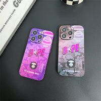 Tie เคสโทรศัพท์สลายเลเซอร์แบรนด์สำหรับ IPhone 11 12 13 14 Pro Max เคสมนุษย์วานรสีม่วงภาษาอังกฤษสีดำฝาหลังสำหรับของขวัญสำหรับเด็กผู้หญิงผู้ชาย